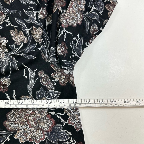 Lucky Brand Women’s Tunic Sz 1X Black Floral V Neck Long Sleeve Boho Blouse - Picture 6 of 8